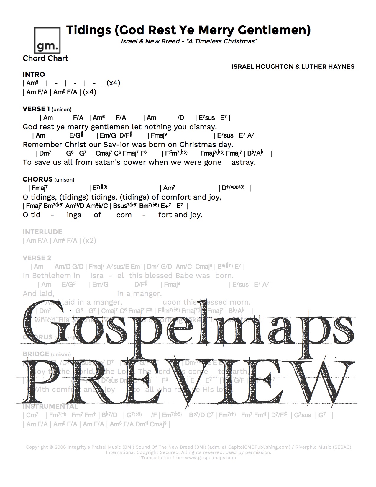 Gospelmaps Tidings Israel New Breed Rhythm Vocal And