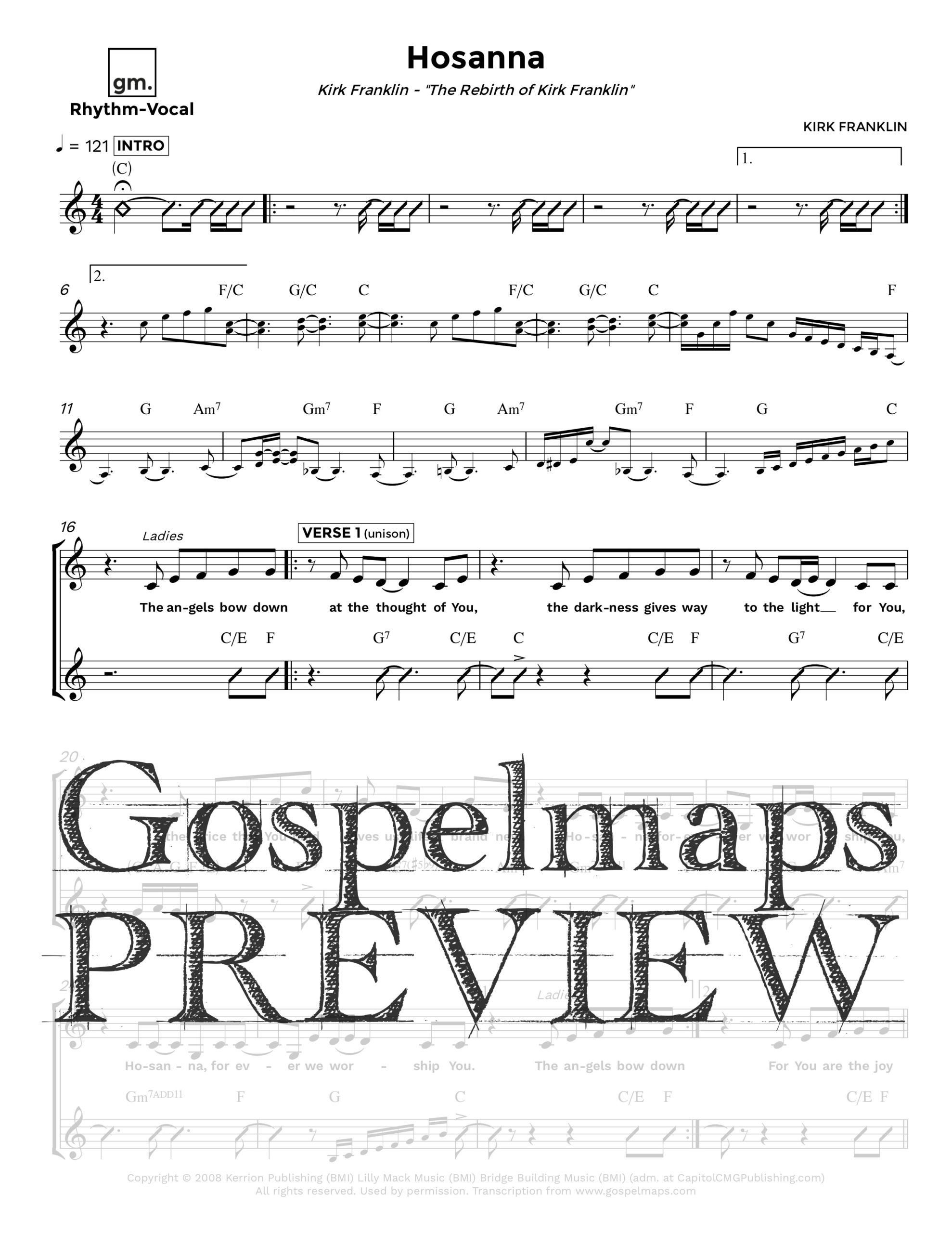 Shout Hosanna sheet music (fake book) (PDF-interactive)